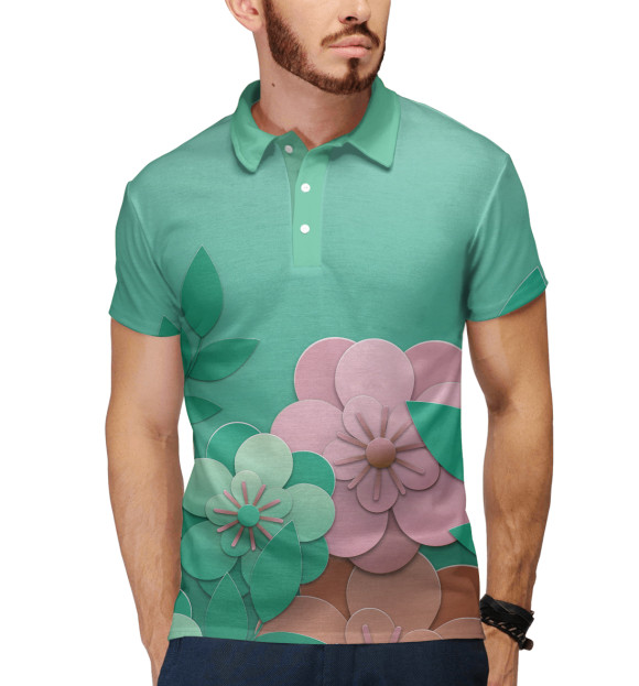 Мужское поло с изображением Веселая клумба цвета Белый