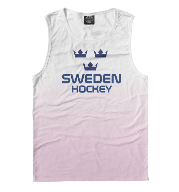 Мужская майка с изображением Sweden Hockey цвета Белый