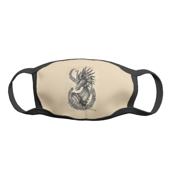 Маска тканевая с изображением Dragon цвета Белый