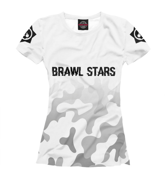 Женская футболка с изображением Brawl Stars Glitch Light (камуфляж) цвета Белый