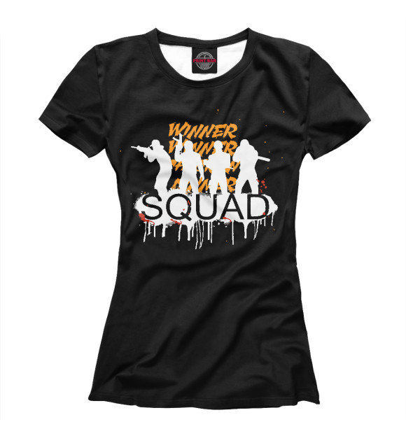 Женская футболка с изображением Squad Winner Black цвета Белый