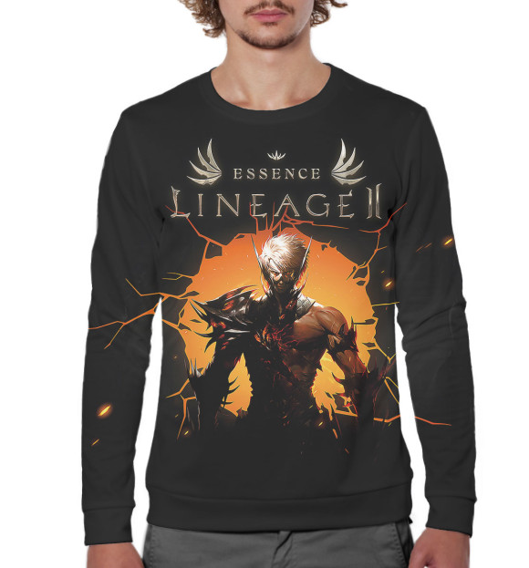 Мужской свитшот с изображением Lineage II Essence цвета Белый