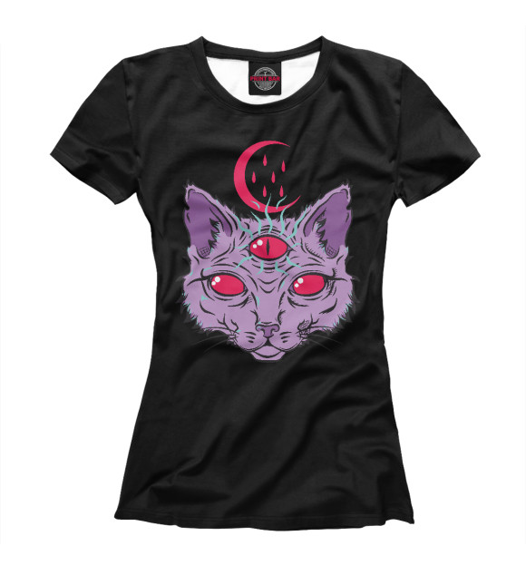 Женская футболка с изображением Devil Cat цвета Белый