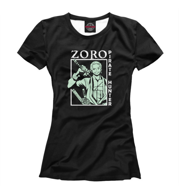 Женская футболка с изображением Зоро Ван пис цвета Белый