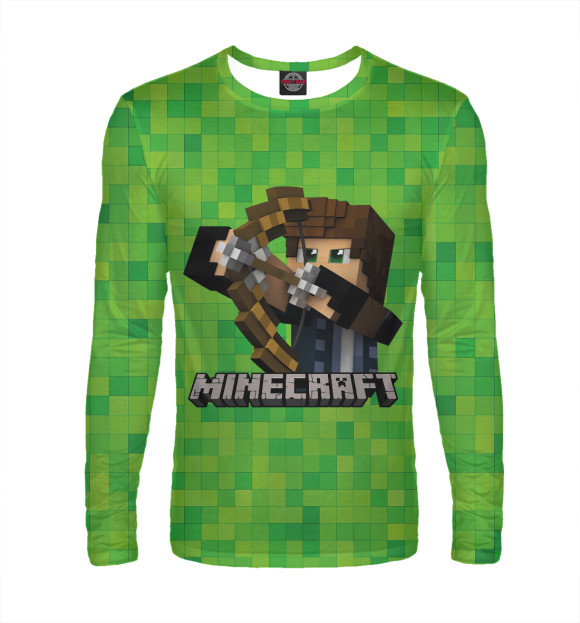 Мужской лонгслив с изображением Minecraft цвета Белый