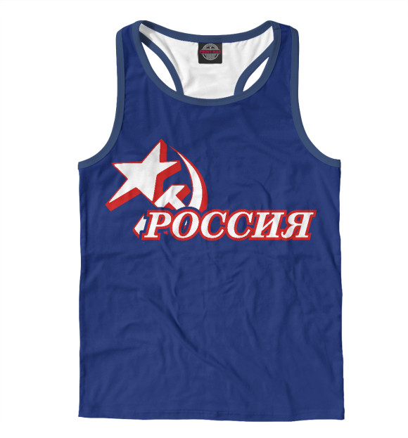 Мужская майка-борцовка с изображением Герб России (красный) цвета Белый