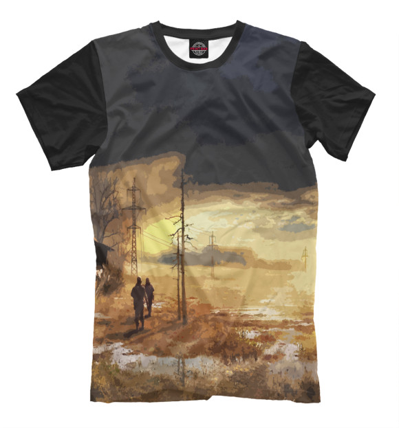 Мужская футболка с изображением СТАЛКЕР Тень Чернобыля цвета Белый