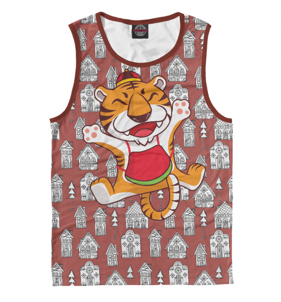 Майка для мальчика с изображением Прыгающий тигр цвета Белый