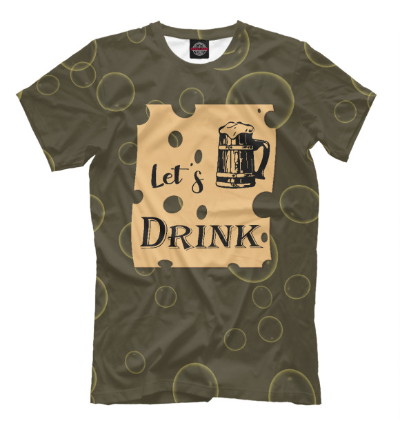 Мужская футболка с изображением Let's drink цвета Белый