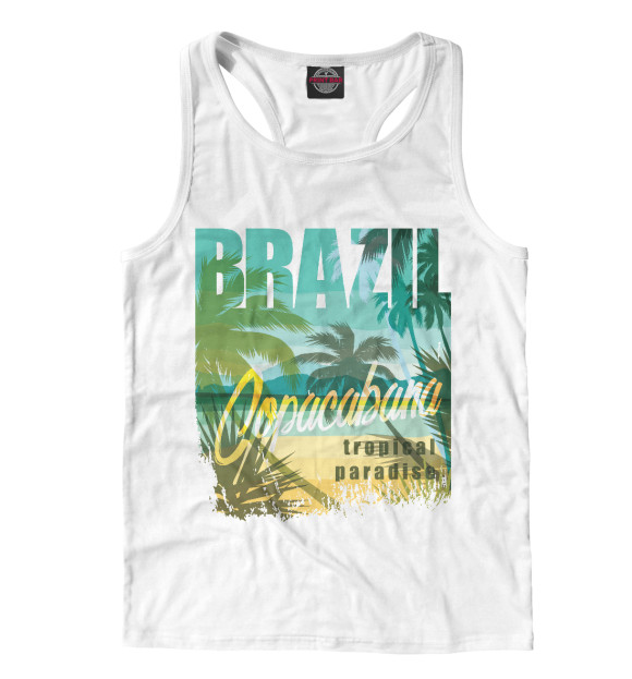 Мужская майка-борцовка с изображением Бразилия цвета Белый