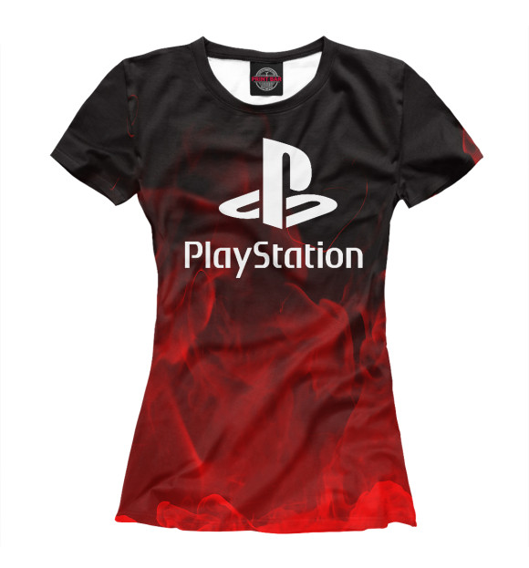 Женская футболка с изображением Playstation | Плейстейшн цвета Белый
