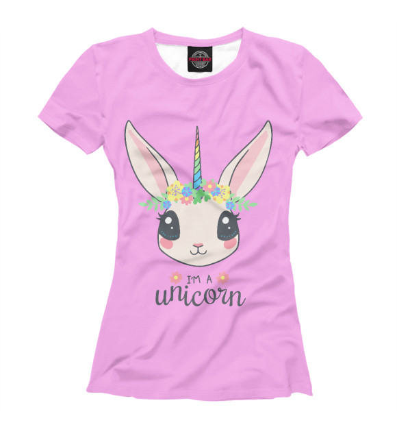Женская футболка с изображением Unicorn цвета Белый