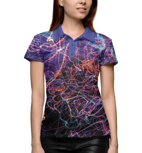 Женское поло с изображением Abstraction /  lines цвета Белый