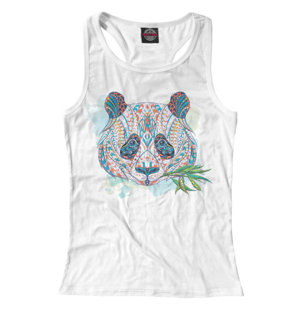 Женская майка-борцовка с изображением Панда цвета Белый