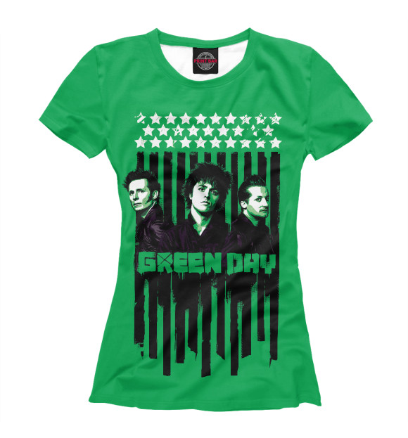 Женская футболка с изображением Green Day цвета Белый