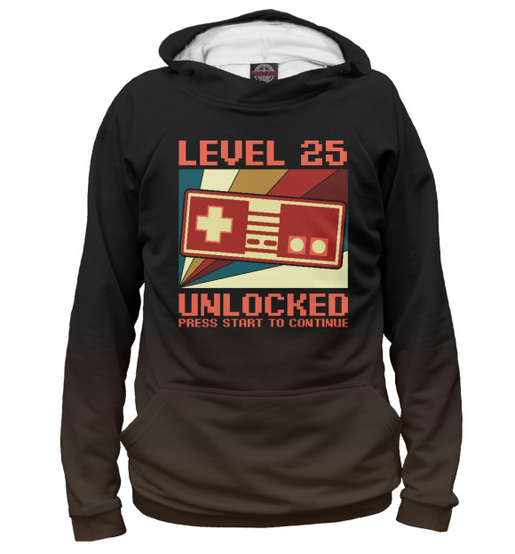 Женское худи с изображением LEVEL 25 UNLOCKED цвета Белый