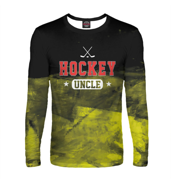 Мужской лонгслив с изображением Hockey Uncle цвета Белый