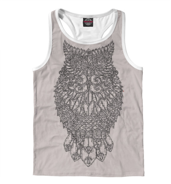 Мужская майка-борцовка с изображением Сова ( графика) цвета Белый