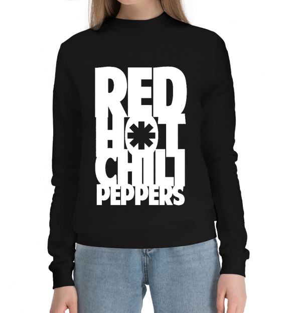 Женский хлопковый свитшот с изображением Red Hot Chili Peppers цвета Черный