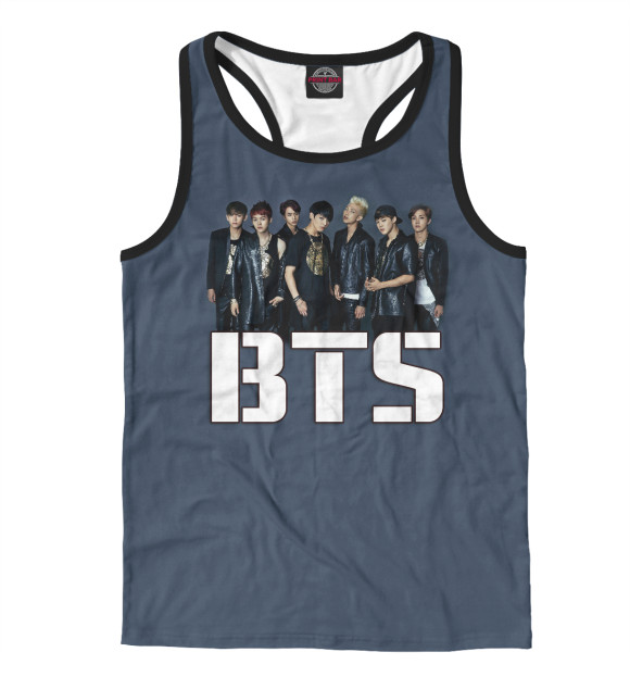 Мужская майка-борцовка с изображением BTS цвета Белый