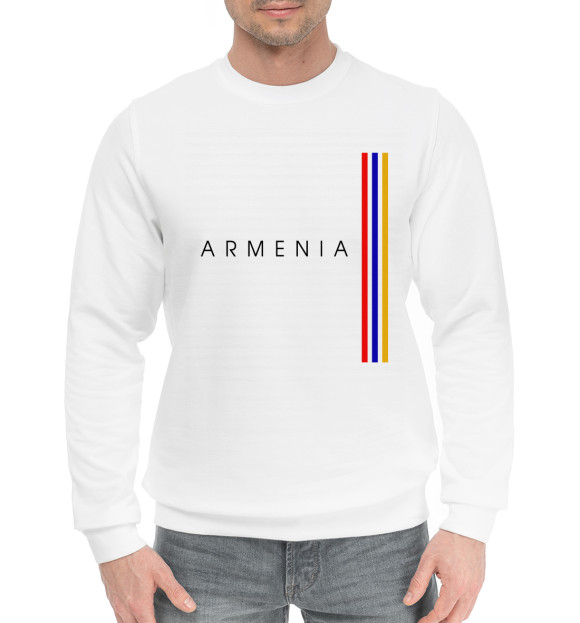 Мужской хлопковый свитшот с изображением Армения цвета Белый