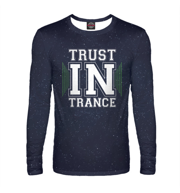 Мужской лонгслив с изображением Trust in trance цвета Белый