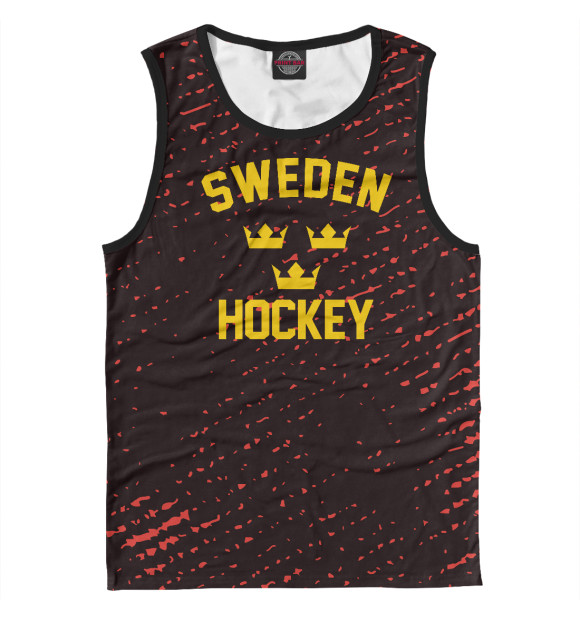 Мужская майка с изображением Sweden hockey цвета Белый
