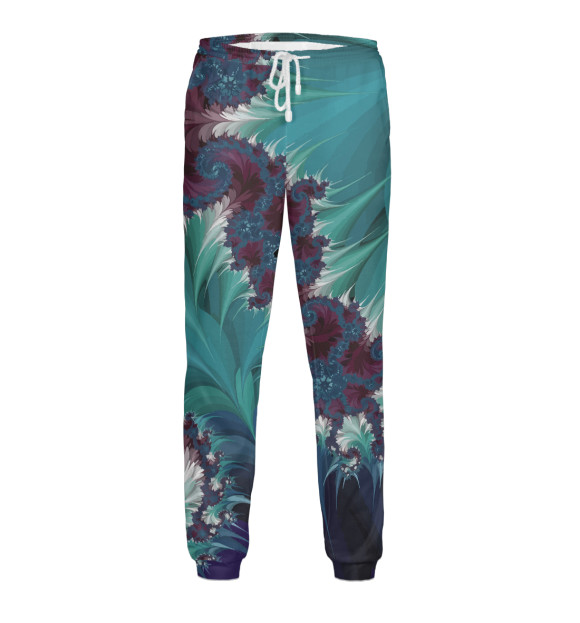 Мужские спортивные штаны с изображением Растительный узор цвета Белый