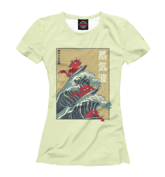 Женская футболка с изображением Vaporwave dragons цвета Белый