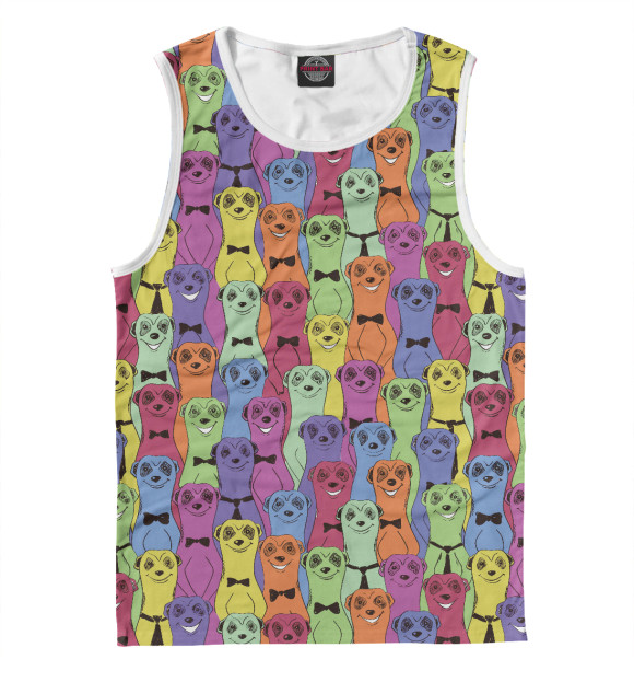 Майка для мальчика с притом Сурикаты цвета Белый Майка для мальчика с изображением Сурикаты цвета Белый