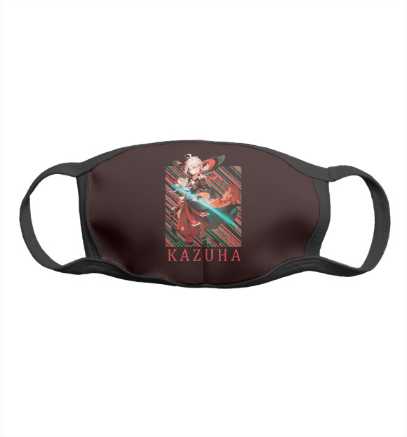 Маска тканевая с притом Кадзуха Геншин импакт цвета Белый Маска тканевая с изображением Кадзуха Геншин импакт цвета Белый