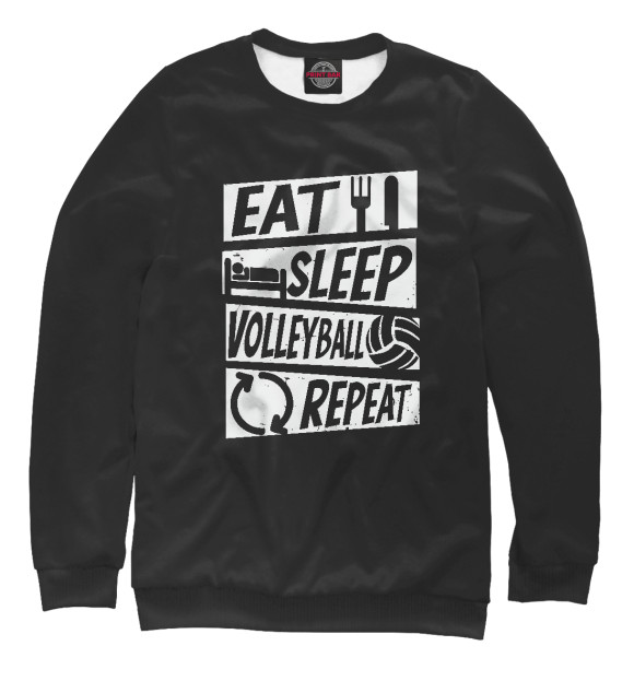 Женский свитшот с изображением Eat, Sleep, Volleyball цвета Белый