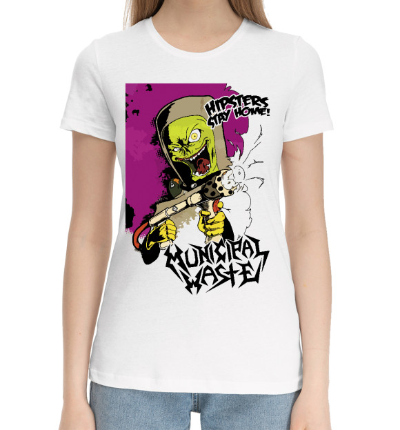 Женская хлопковая футболка с изображением Hipsters stay home! цвета Белый