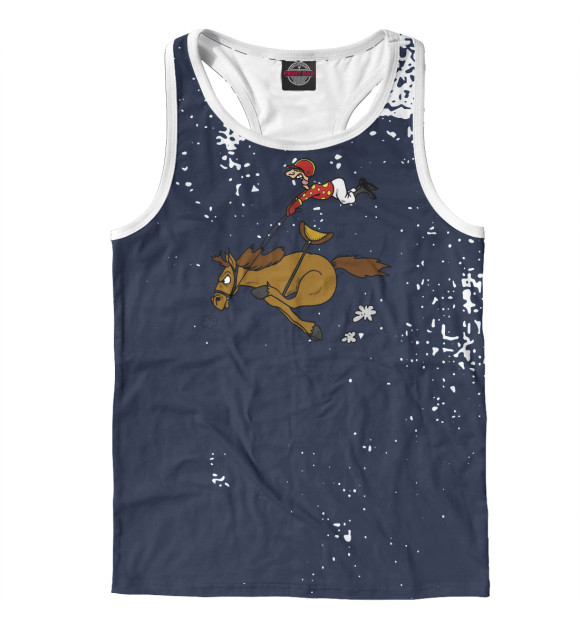 Мужская майка-борцовка с изображением Horse and jockey цвета Белый