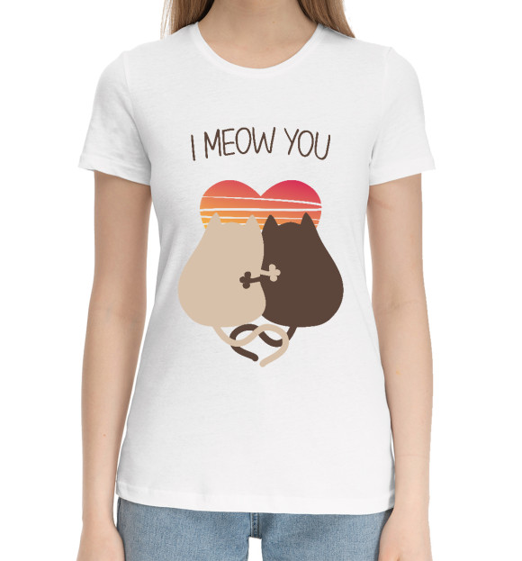 Женская хлопковая футболка с изображением Признание в любви цвета Белый