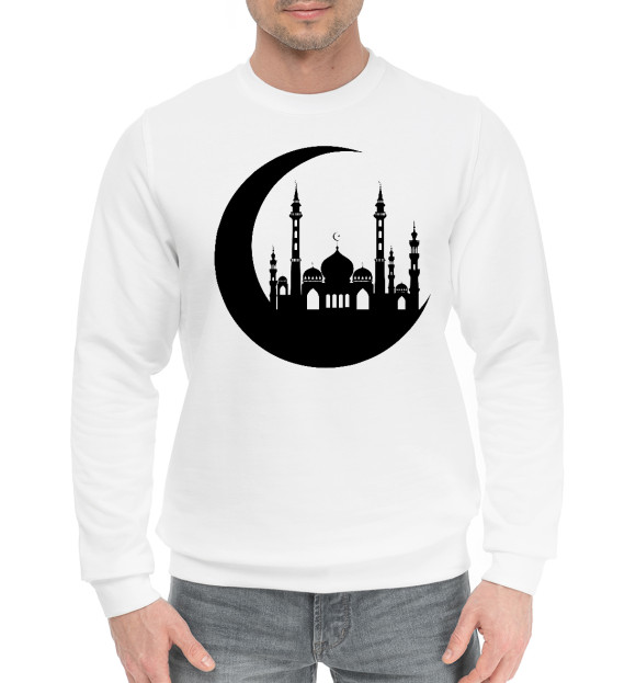 Мужской хлопковый свитшот с изображением Islam цвета Белый