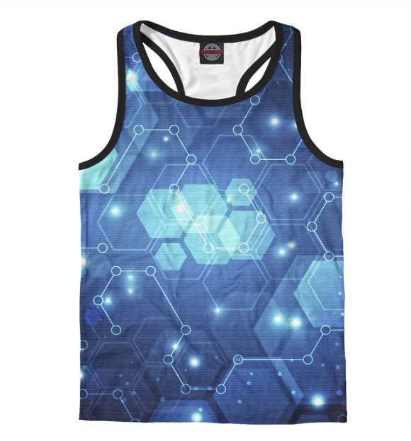 Мужская майка-борцовка с изображением Карбоновая абстракция цвета Белый