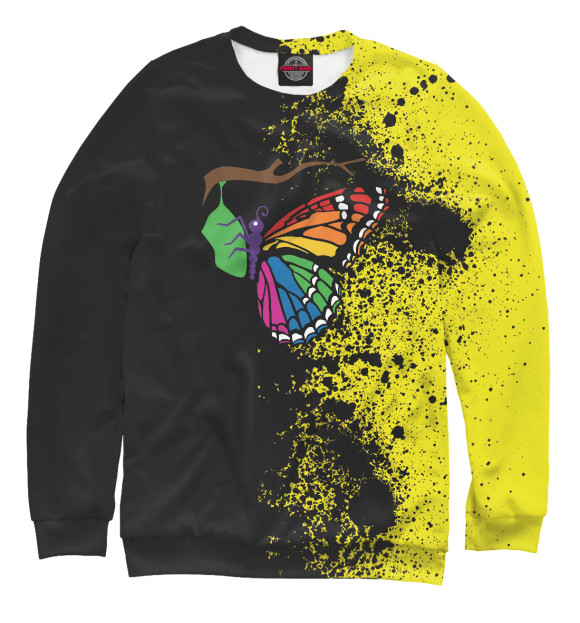 Свитшот для мальчиков с изображением Rainbow Butterfly Emerging цвета Белый