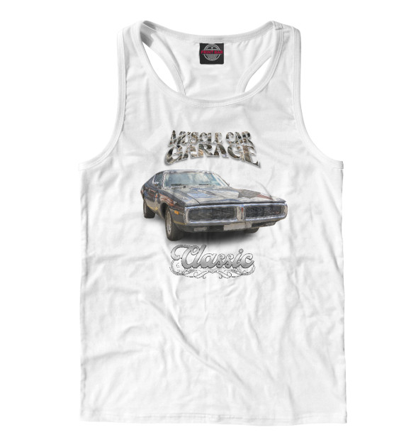 Мужская майка-борцовка с изображением Американский масл-кар на белом фоне цвета Белый