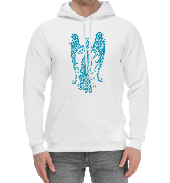 Мужской хлопковый худи с изображением Зодиак - Дева цвета Белый