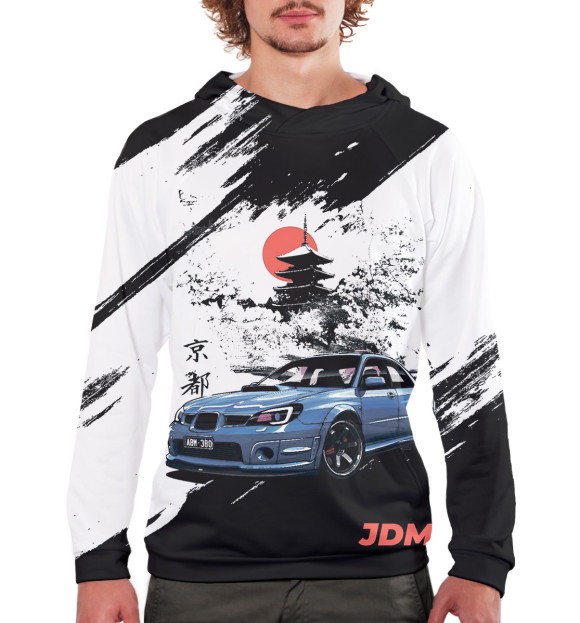 Мужское худи с изображением JDM цвета Белый