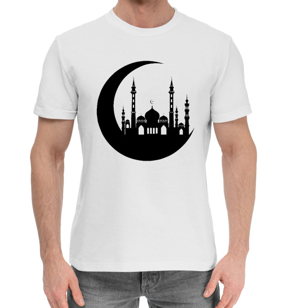 Мужская хлопковая футболка с изображением Islam цвета Белый
