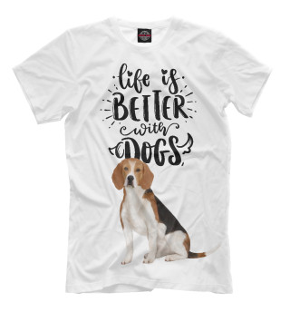 Мужская футболка Жизнь с собакой лучше