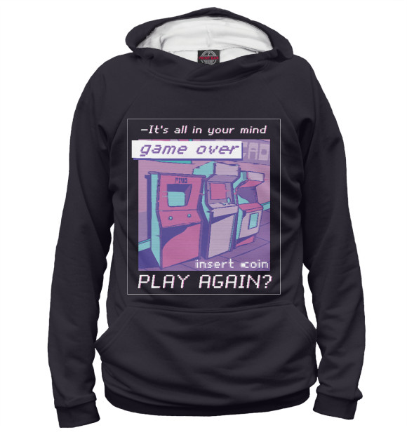 Женское худи с изображением Vaporwave arcade цвета Белый