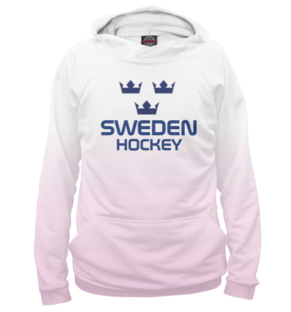 Худи для девочки с изображением Sweden Hockey цвета Белый