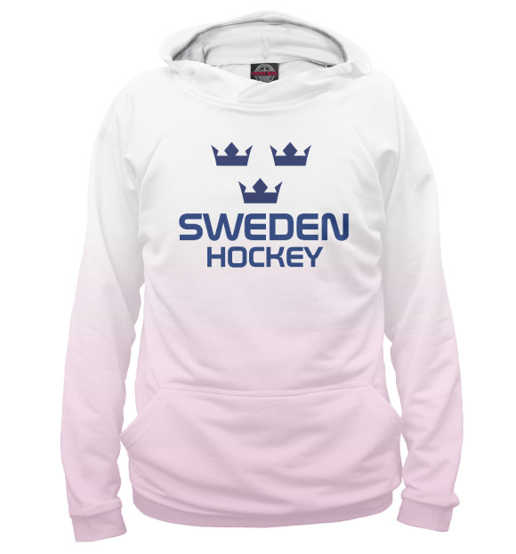 Женское худи с изображением Sweden Hockey цвета Белый