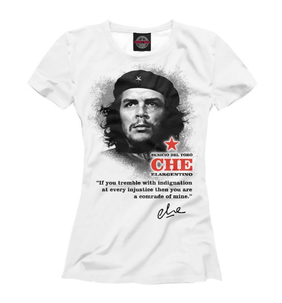 Футболка для девочек с изображением Che (белый фон) цвета Белый