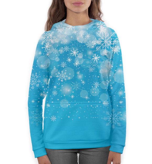 Женское худи с изображением Снежинки цвета Белый