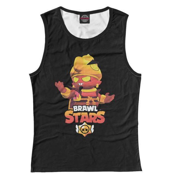 Майка для девочки с изображением Brawl Stars ДЖИН цвета Белый