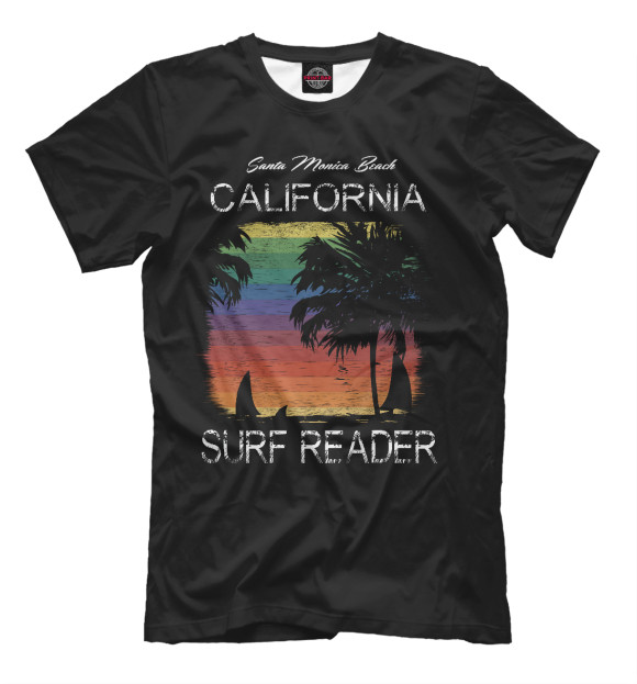 Мужская футболка с изображением Вечерний пляж цвета Белый